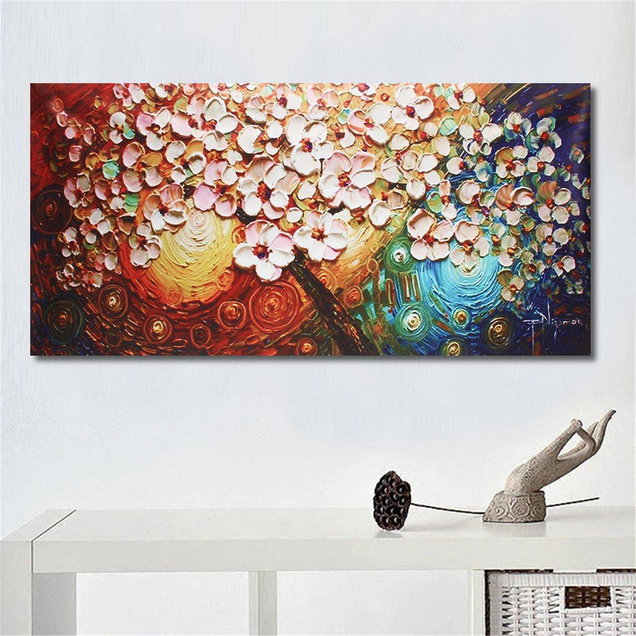 Hand-Painted Flower Tree Canvas Abstract Paintings Art Wall Poster Decor Unframed - Trendha