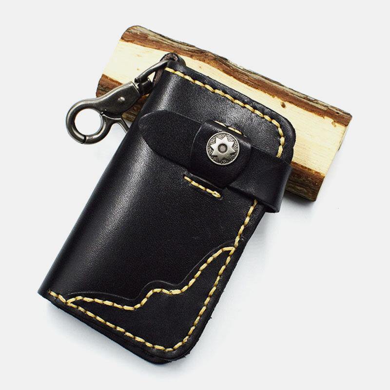 Men Genuine Leather Wear-resistance Embossing Pattern Keychain Bag Wallet - Trendha