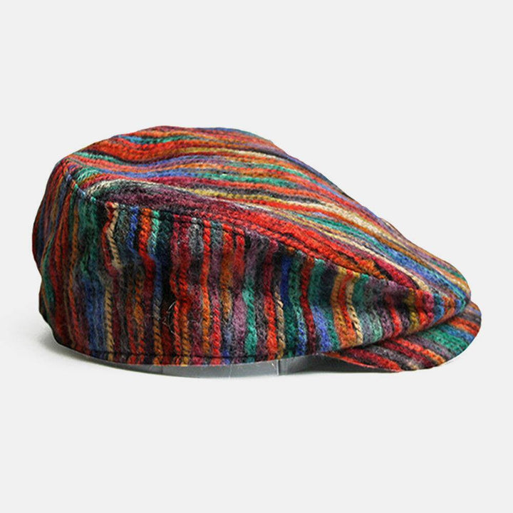 Unisex Tie-dye Rainbow Mixed Color Stripes Pattern Ethnic Style Casual Personality Forward Hat Beret Hat - Trendha