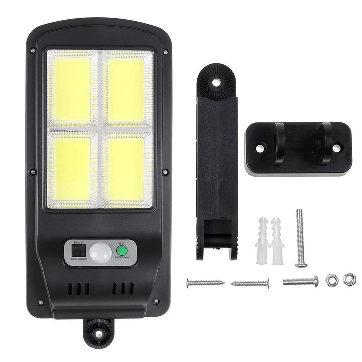 100/120/128 LED Solar Powered Motion Sensor Wall Light IP65 Rotatable Street Lamp+Remote - Trendha