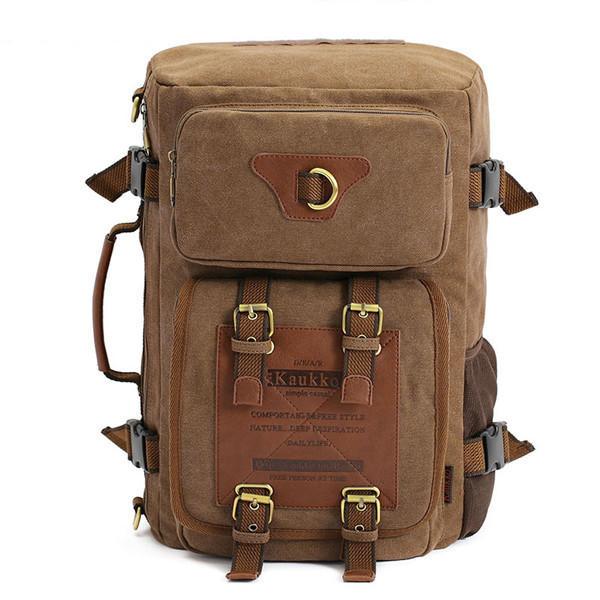 KAUKKO Men's Canvas Army Style Shoulder Travel Tactical Backpacks - Trendha