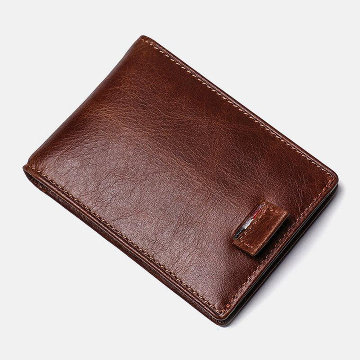Men Genuine Leather Vintage Business Cowhide RFID Multi-card Slot Money Clip Card Holder Wallet - Trendha