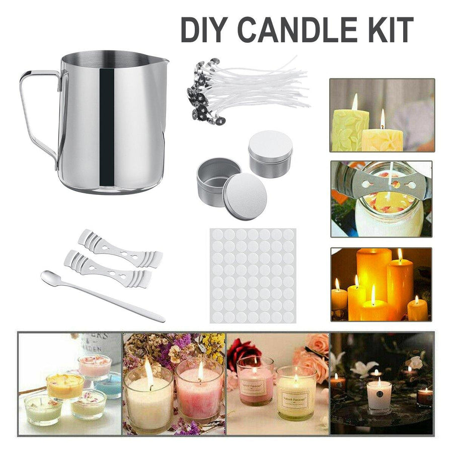 DIY Candle Making Kit Candles Craft Tool Set Pouring Pot Wicks Wax Mould Kit - Trendha