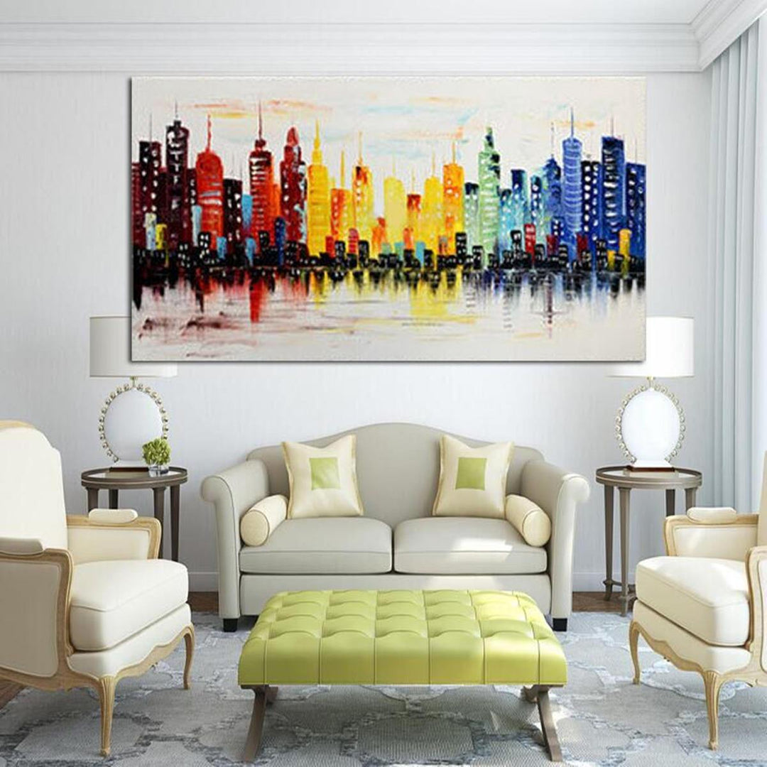 120X60CM Modern City Canvas Abstract Painting Print Living Room Art Wall Decor No Frame Paper Art - Trendha