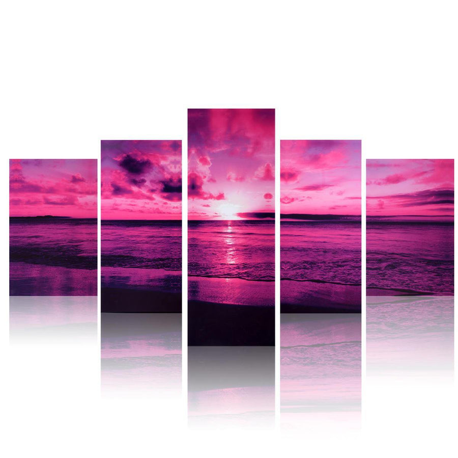 Purple Sea Sunset Modern Frameless HD Canvas Print Home Art Wall Picture Poster Wall Paintings - Trendha