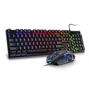 104 Keys USB Wired Gaming Keyboard and Mouse Set Waterproof Silent/Sound Changing Backlight Mouse for Computer Desktop Notebook - Trendha