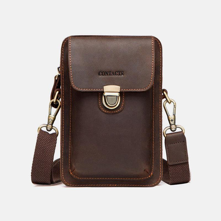 Men Genuine Leather Retro Casual Outdoor Multi-carry Phone Bag Crossbody Bag Waist Bag For 5.8 Inch Phone - Trendha