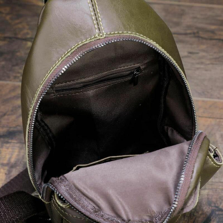 Men Genuine Leather Anti-theft Retro Casual Business Crossbody Bag Chest Bag Sling Bag - Trendha