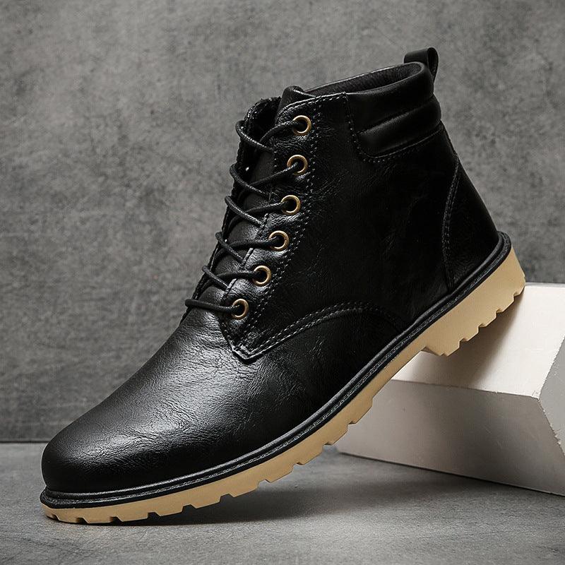 Outdoor High-top Two-cotton Tooling Leather Boots - Trendha