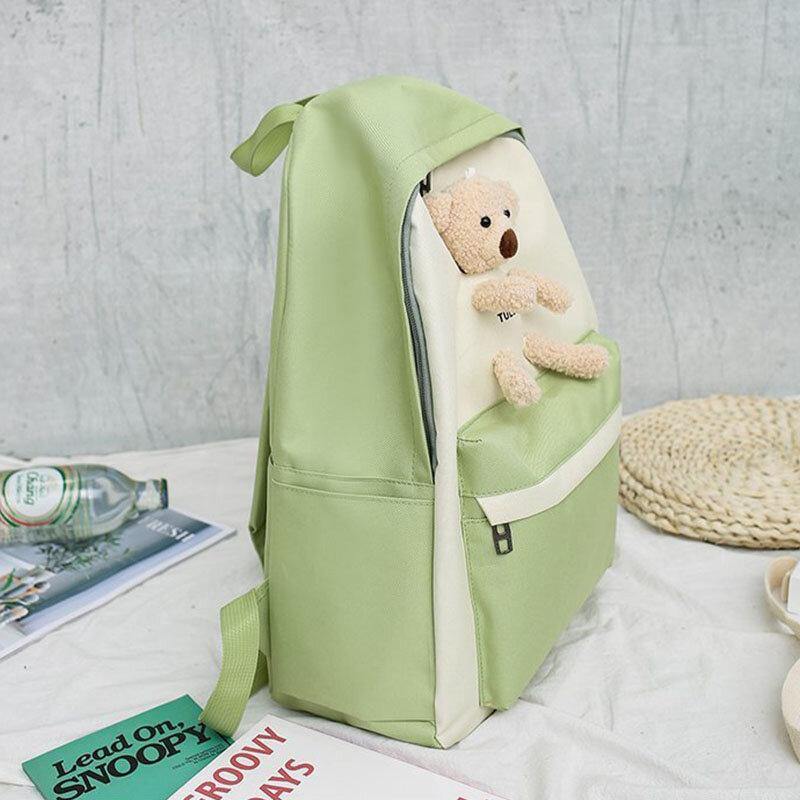 Women 4Pcs Bear Travel Bag Large Capacity Students School Bag Shoulder Bag Backpack - Trendha