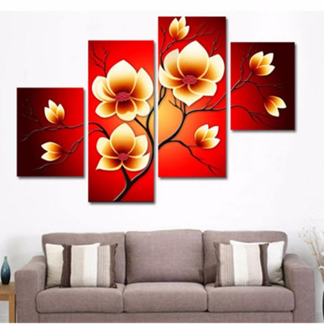 4PCS Modern Abstract Oil Paintings Flowers Huge Wall Decor Art On Canvas No Frame - Trendha