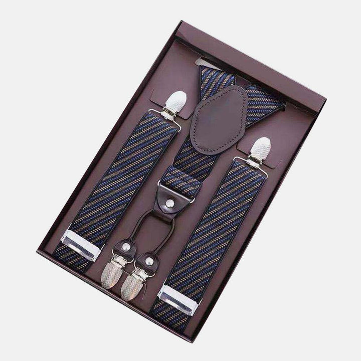 Men Point Stripe Printing 4 Clip Buckle Braces Suspenders High Elastic Adjustable Belt Strap Father's Day Gift - Trendha