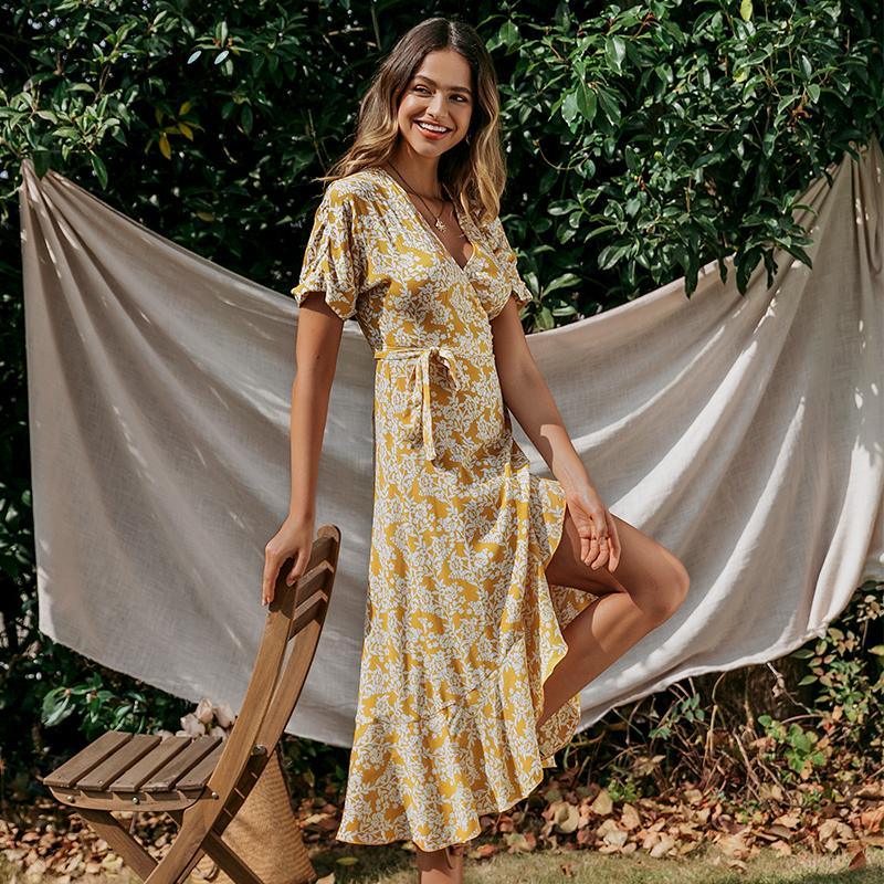 Printed lace ruffle dress - Trendha