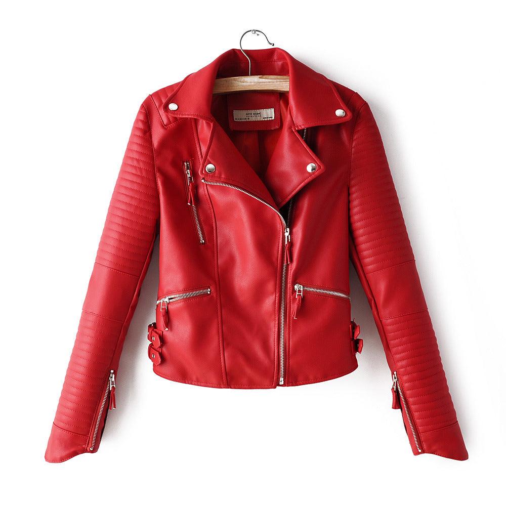 Irregular cuff motorcycle leather jacket - Trendha