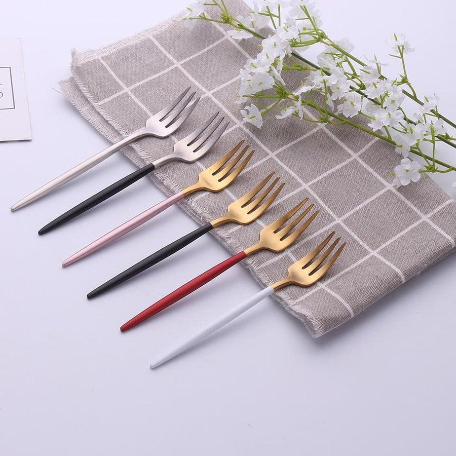304 Stainless Steel Fork with Colorful Short Handle - Trendha