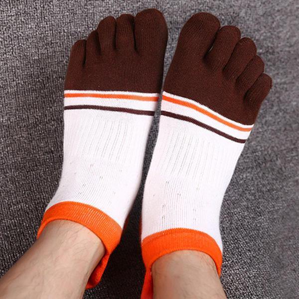 Mens Fashion Five Toes Cotton Socks Spell Color Casual Comfortable Socks - Trendha