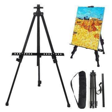 Folding Iron Easel Stand Tripod Adjustable Height Lightweight Sturdy Painting Display Portable Sketching Rack with Carrying Bag - Trendha