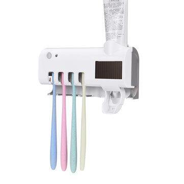 UV Light Toothbrush Sterilizer Holder Wall Mount Automatic Toothpaste Dispenser - Trendha