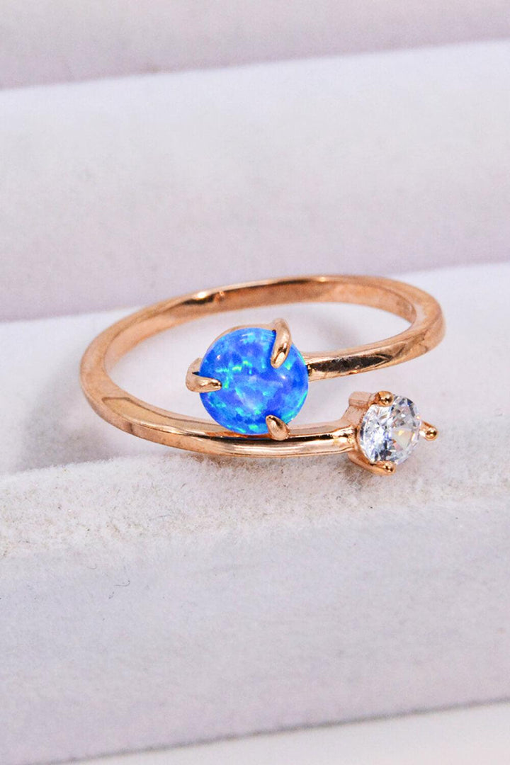 Opal and Zircon Open Ring - Trendha