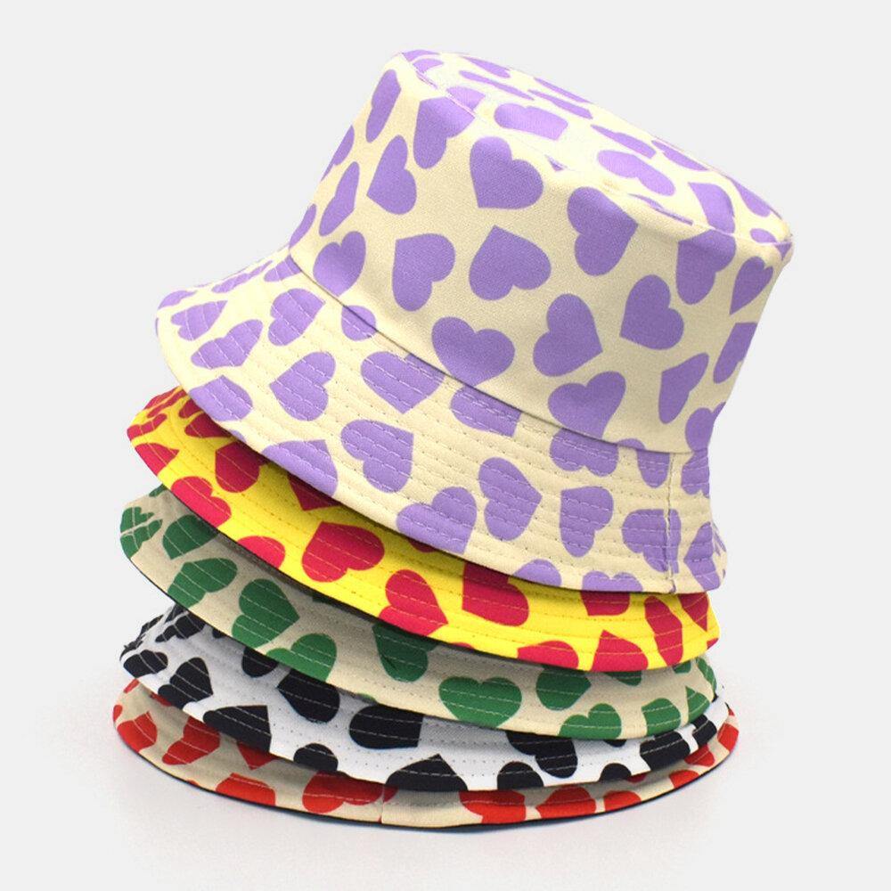 Women & Men Love Print Pattern Double-Sided Outdoor Casual Sunshade Bucket Hat - Trendha