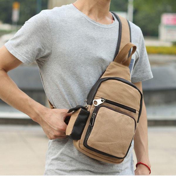 Men Canvas Travel Waist Bag Outdoor Sport Crossbody Bag - Trendha