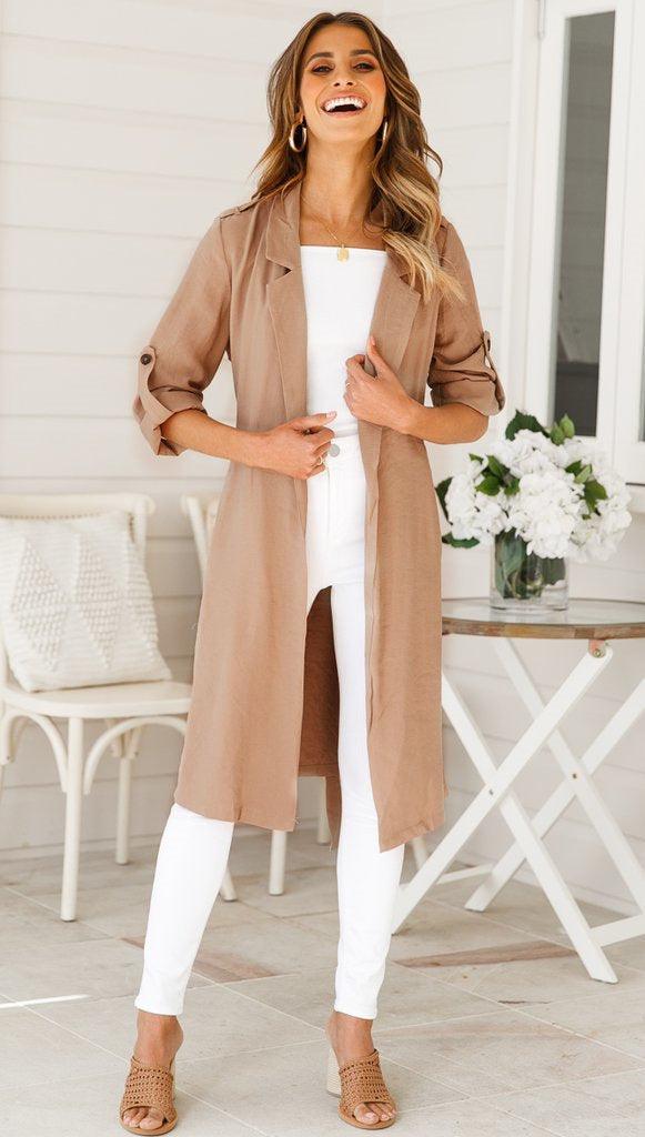 Women's long trench coat jacket - Trendha