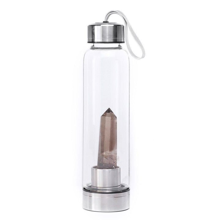 Natural Gemstone Crystal Healing Obelisk Wand Elixir Quartz Water Bottle - Trendha