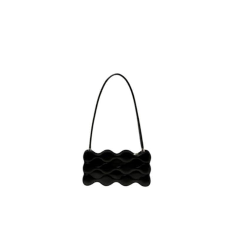 Fashion Simple Pure Color Embossed Pearl Chain Bag - Trendha
