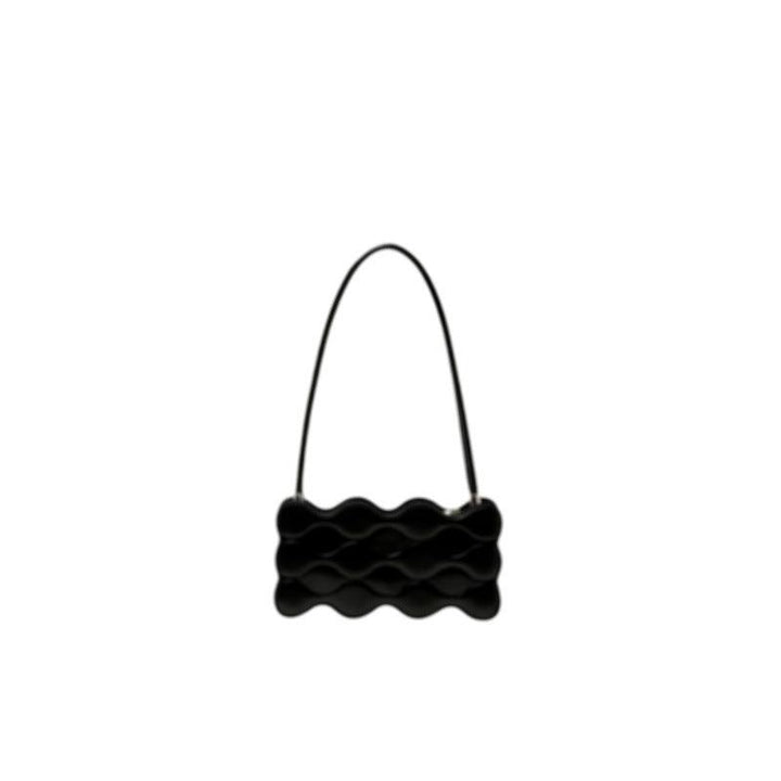 Fashion Simple Pure Color Embossed Pearl Chain Bag - Trendha