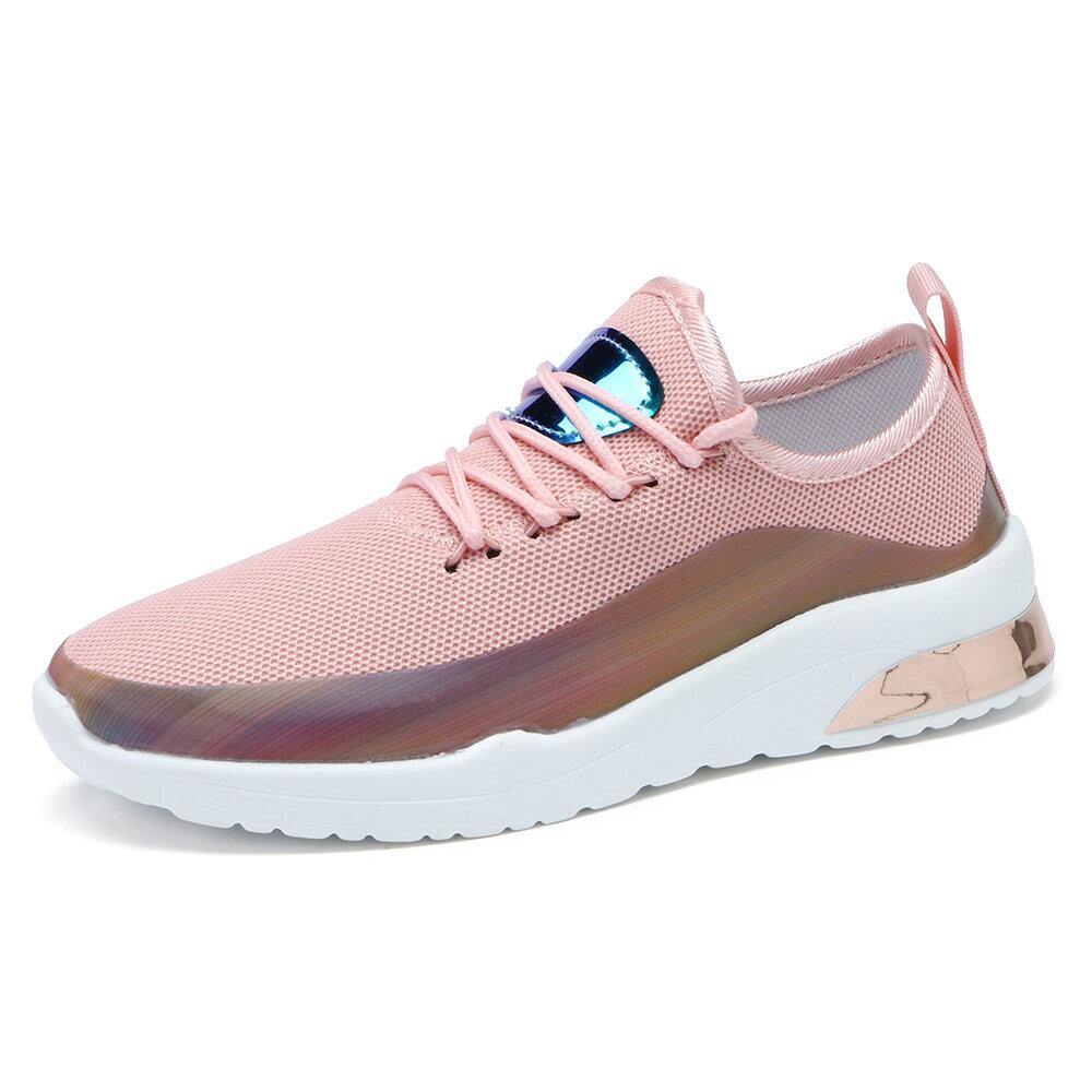 Women Casual Comfy Round Toe Lace Up Platform Outdoor Sneakers - Trendha