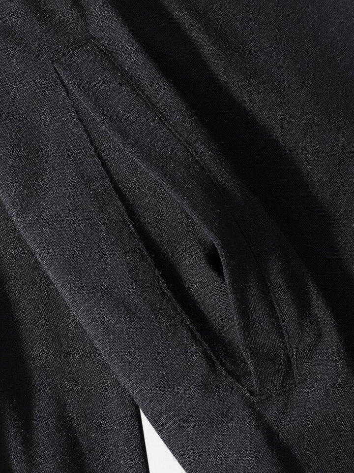 Mens Solid Color Design Zipper Long Sleeve Simple Hooded Cardigans - Trendha