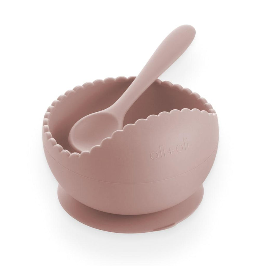 Blush Wavy Suction Bowl & Spoon Set - Trendha