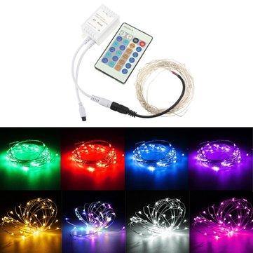 12V 10M 100LED Silver Wire Christmas String Fairy Light Remote Controller without Adapter - Trendha