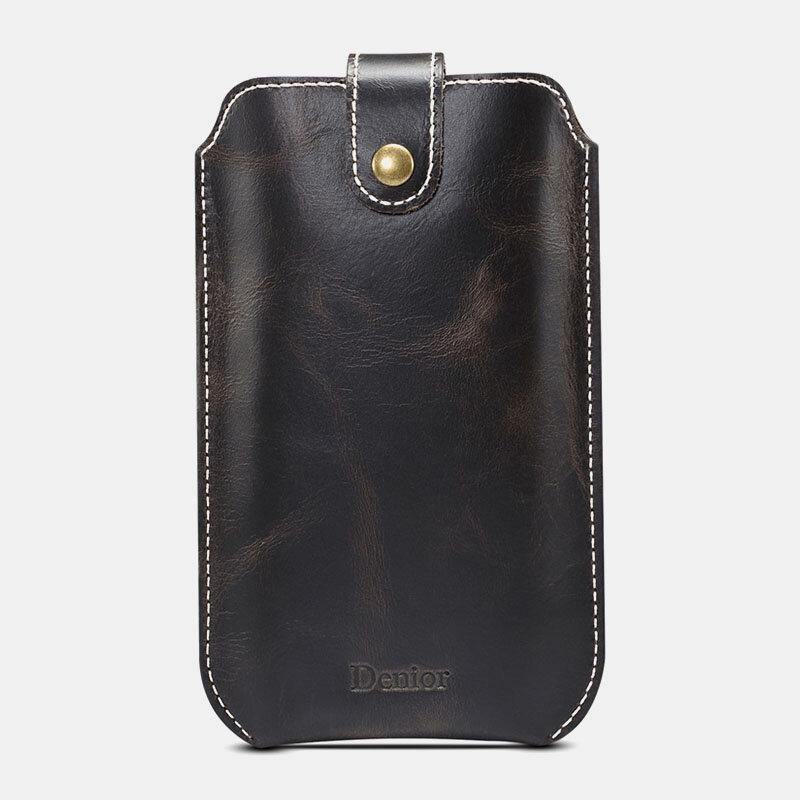 Men Genuine Leather Vintage EDC 6.5 Inch Phone Bag Waist Bag Cow Leather Sling Bag - Trendha