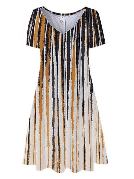 A-line dress with V-neck print - Trendha