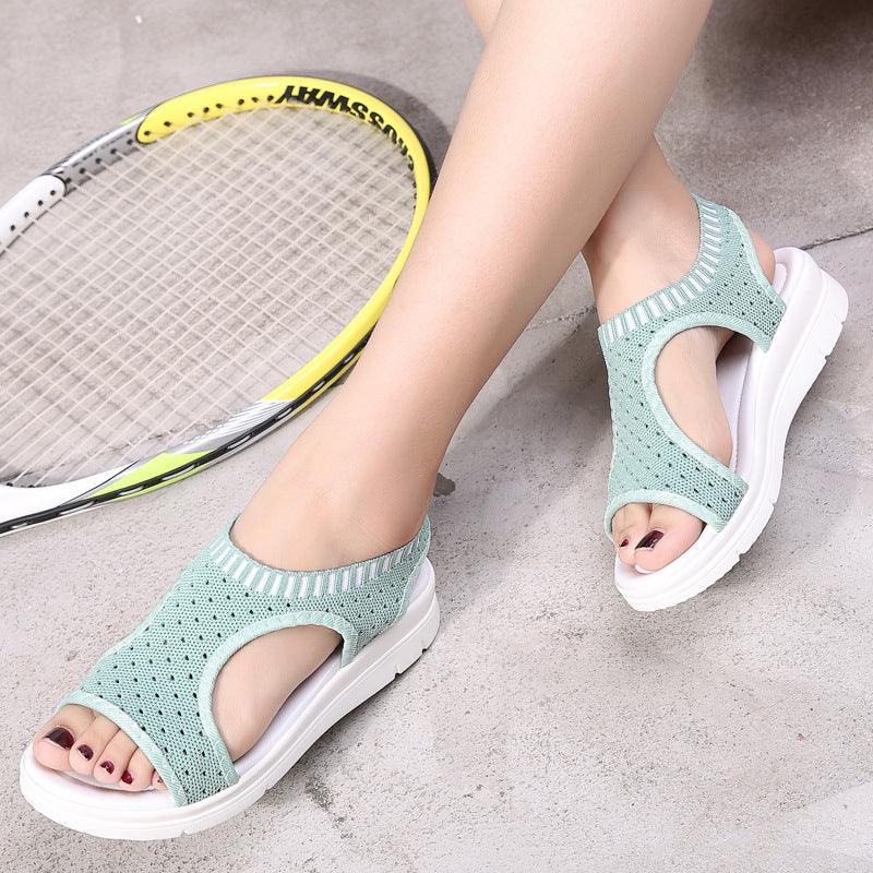 Women's thick-bottomed fishnet mesh sandals - Trendha
