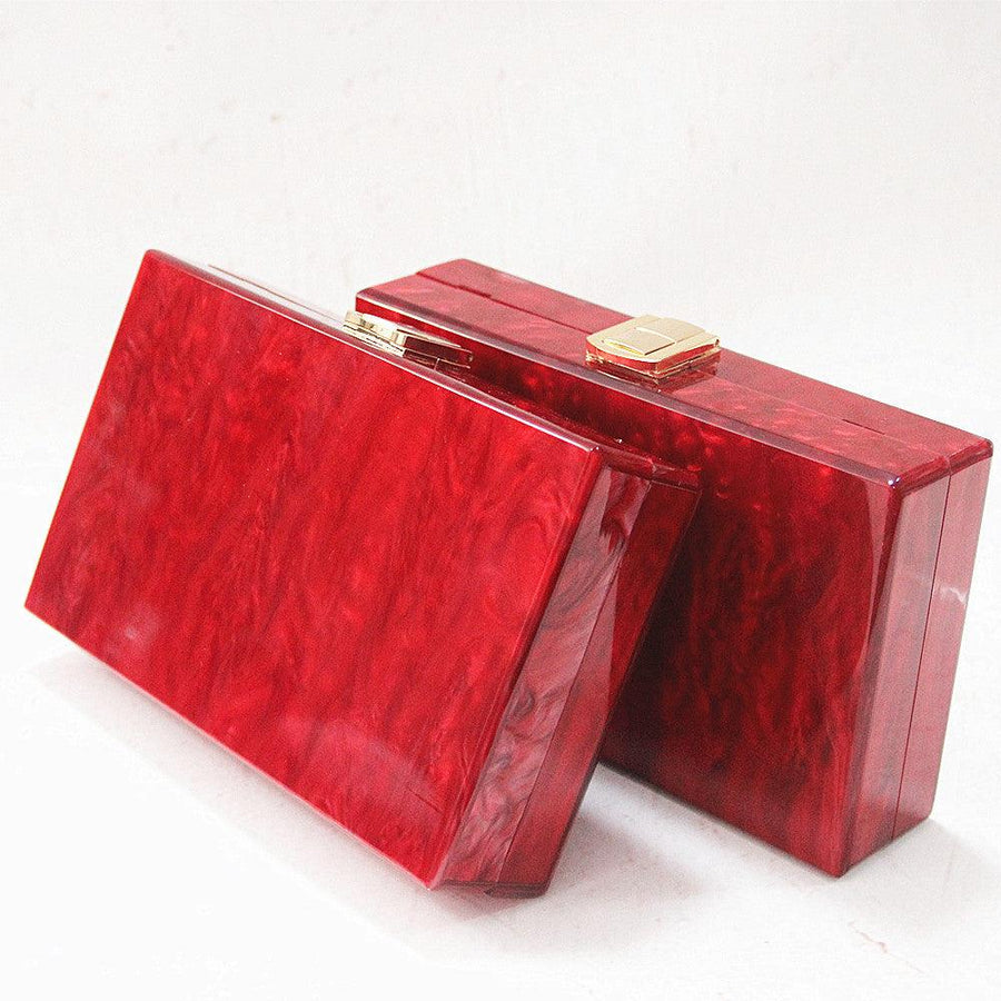 New Style Wallet One Shoulder Messenger Bag Fashion Lady Red Pearlescent Acrylic Bag Banquet Clutch - Trendha