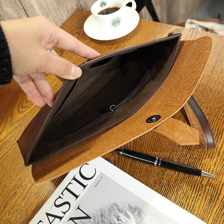Men Faux Leather Retro Business 6.7 Inch Phone Bag Envelope Bag Clutch Bag - Trendha
