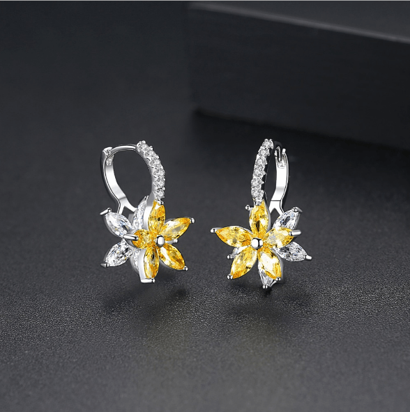 Fashion earrings snowflake zircon earrings horse-eye multicolor earrings - Trendha