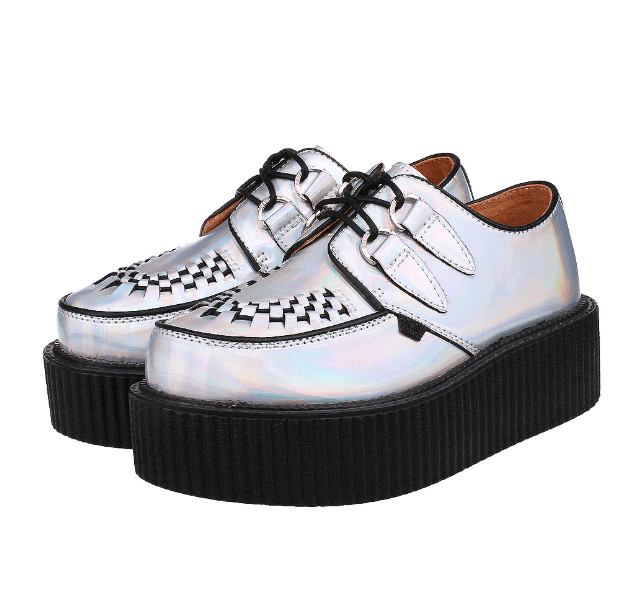 Silver laser illusion Harajuku Brock sponge cake bottom thick men and women shoes platform shoes - Trendha