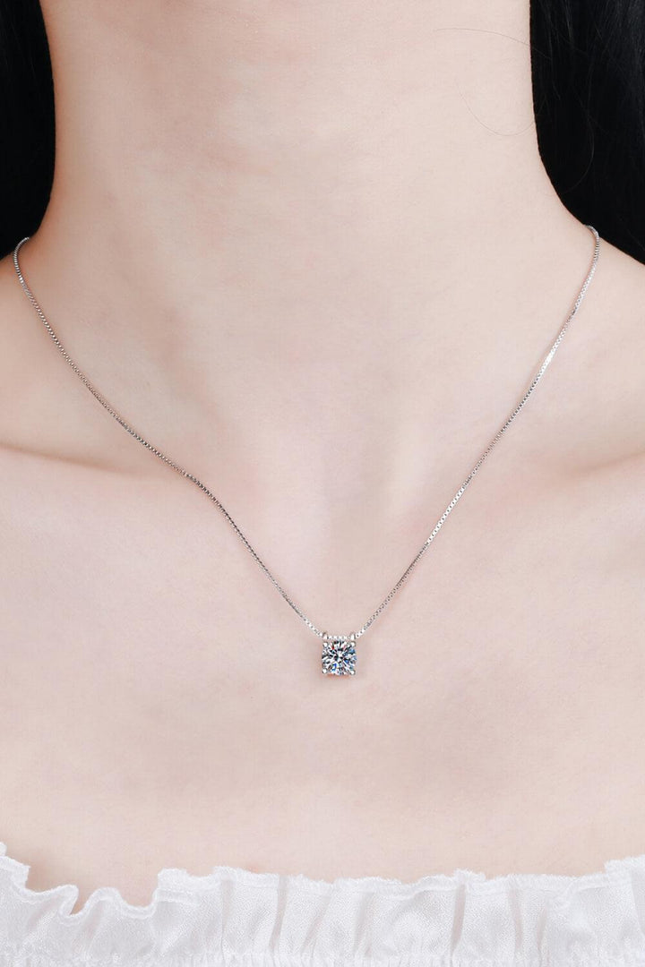 1 Carat Moissanite 925 Sterling Silver Chain Necklace - Trendha