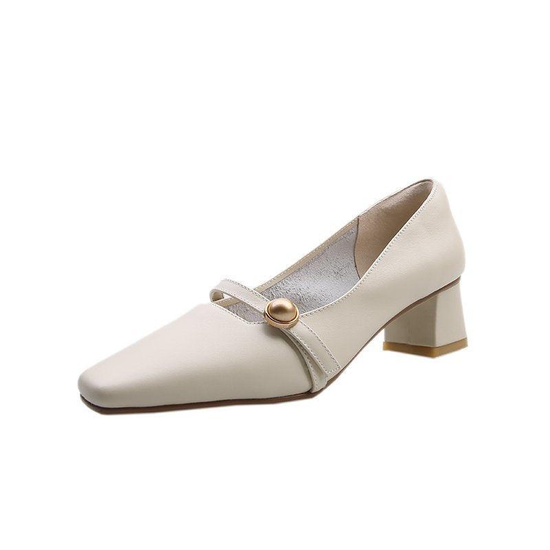 Korean Style Shallow Mouth One Word Buckle Fashion Single Shoes Casual Shoes - Trendha