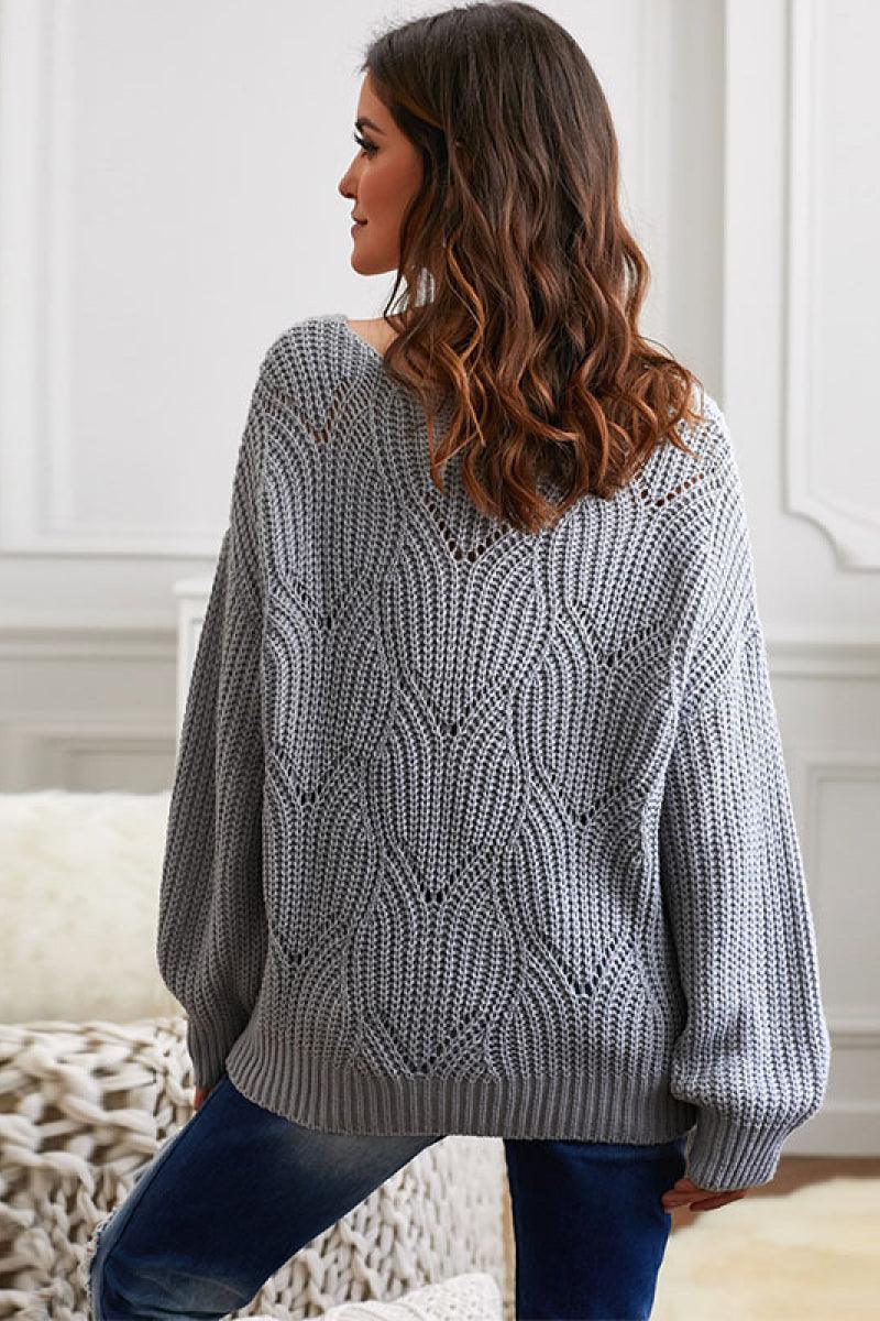 Drop Shoulder Round Neck Sweater - Trendha