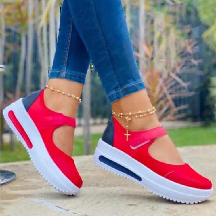 Women Fashion Vulcanized Sneakers Platform Solid Color Flats Ladies Shoes Casual Breathable Wedges Ladies Walking Sneakers - Trendha