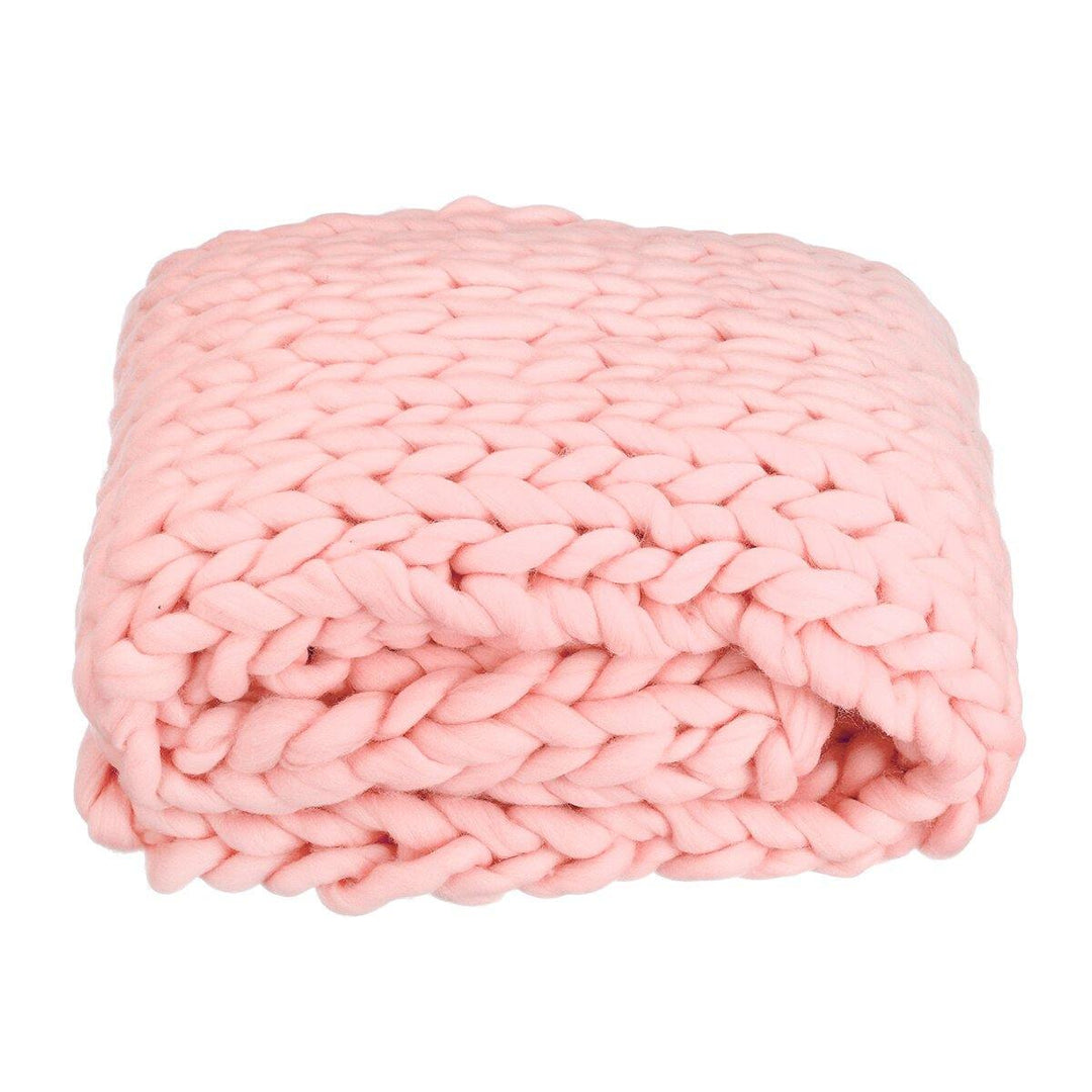 Hand-woven Blanket 120*150CM Knit Soft Warm Coarse Wool Bed Spread for Home Textiles - Trendha