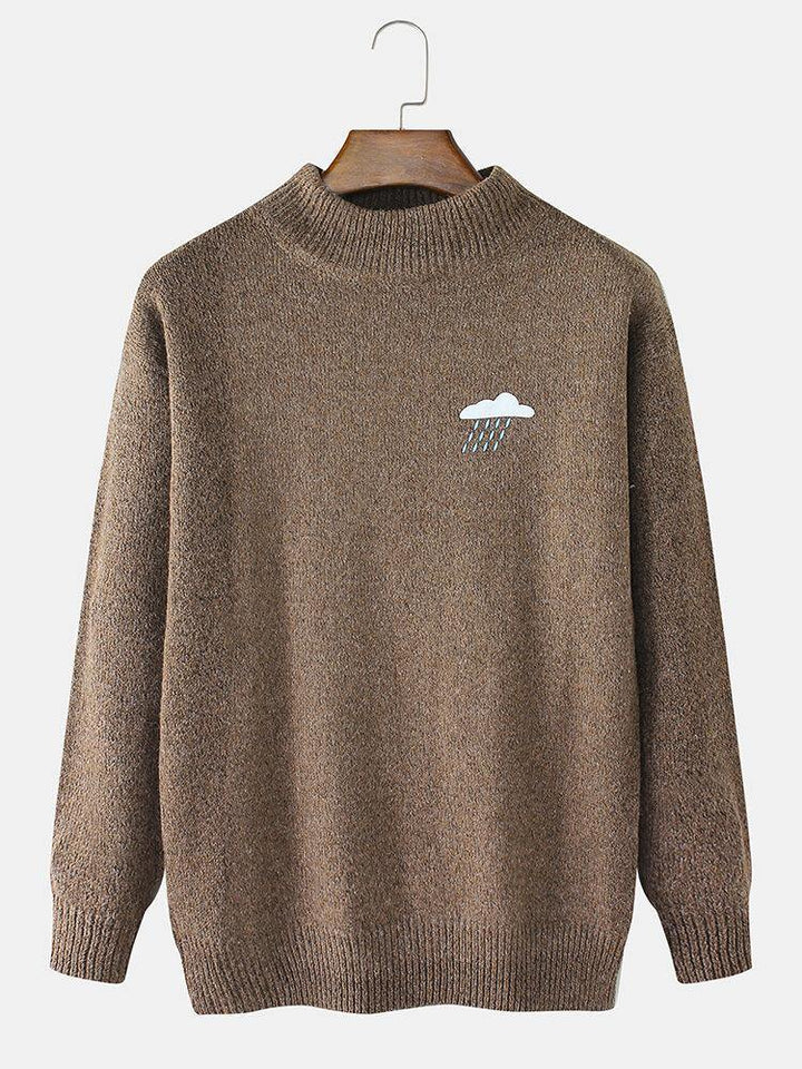 Mens Weather Symbol Graphics Long Sleeve Knitting Sweater - Trendha