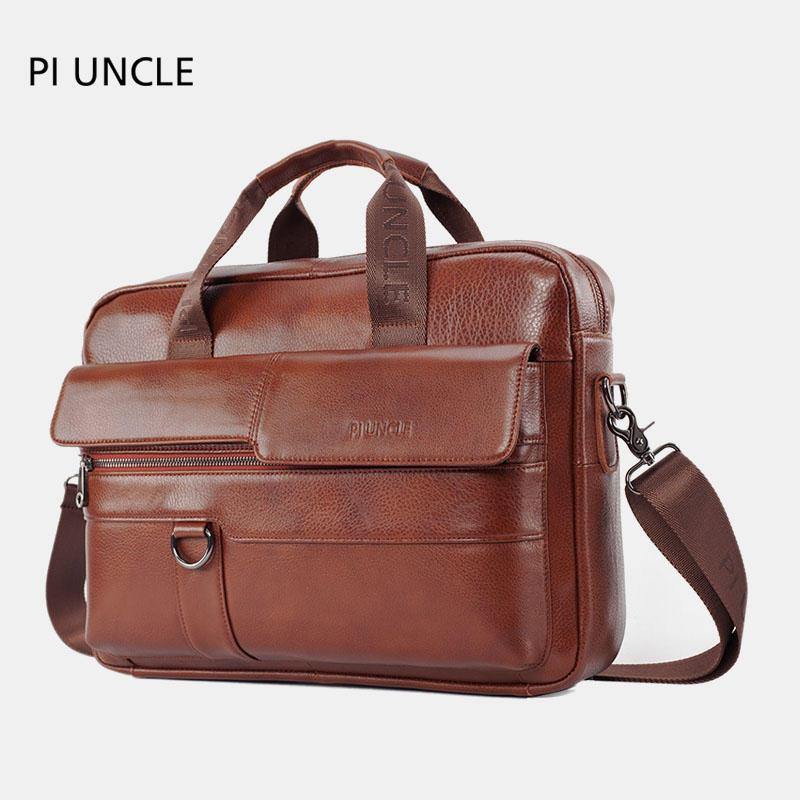 Men Large Capacity Genuine Learther Messenger Bag Handbag - Trendha