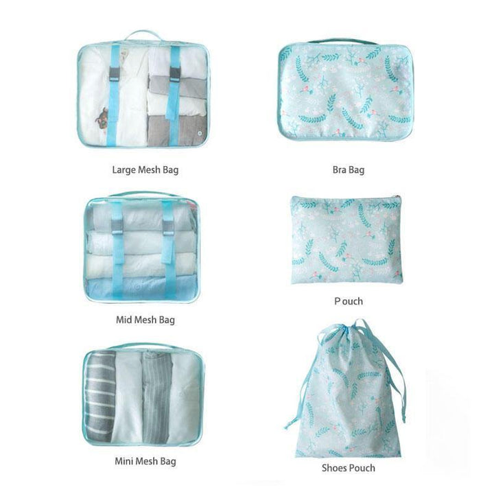 6Pcs Spring Travel Storage Bags Set Portable Tidy Suitcase Organizer Clothes Packing - Trendha