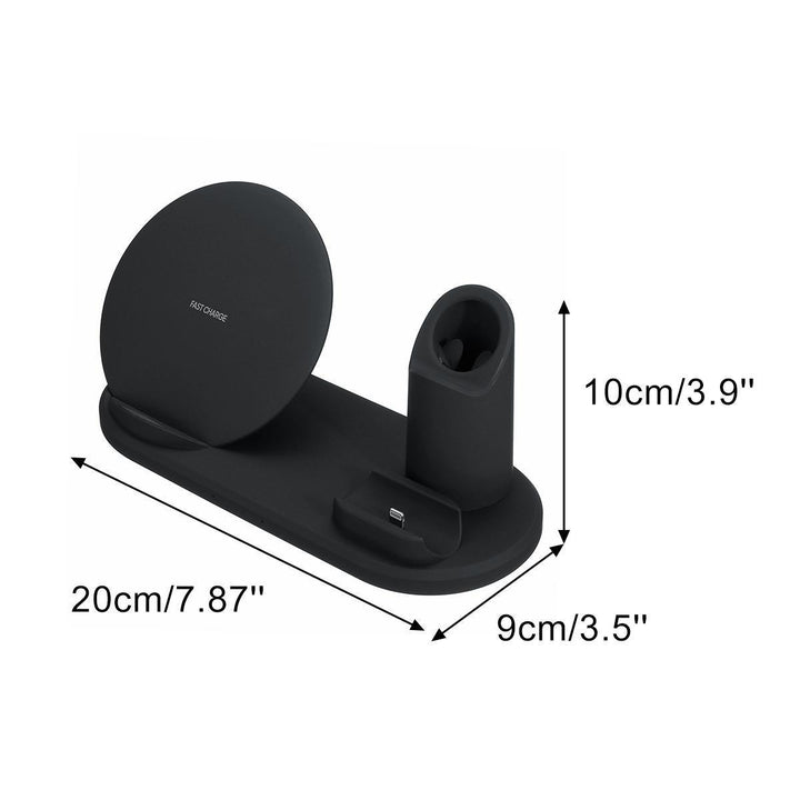 3 in 1 10W Qi Fast Wireless Charger Dock Pad Stand Holder for iPhone Airpods 1 2 Pro for Apple Watch - Trendha