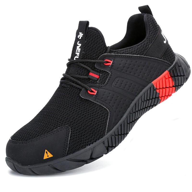 AtreGo Men Steel Toe Work Shoes Safety Anti-smash Shoes Mesh Trainers Lightweight Casual Hiking Shoes - Trendha